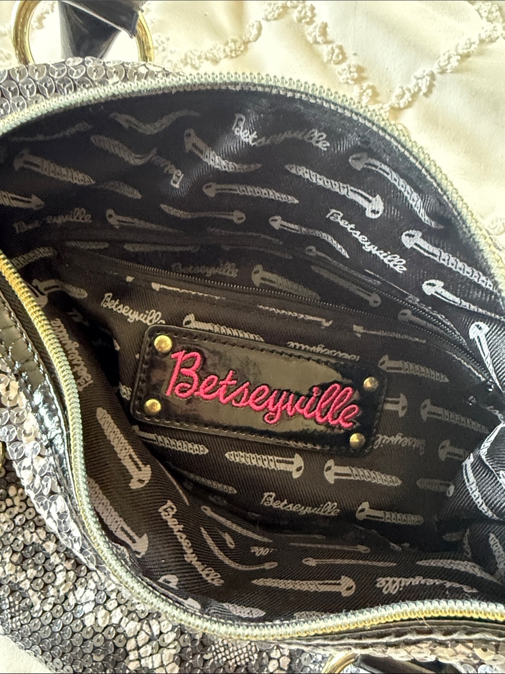 Vintage Y2k Betsey Johnson Sequin Satchel Bag - Gem